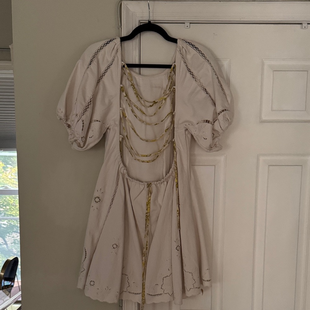 Free People Cream Dress with Puff Sleeves - Picture 3 of 3